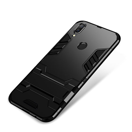 Silicone Matte Finish and Plastic Back Cover Case with Stand for Huawei Nova 3i Black