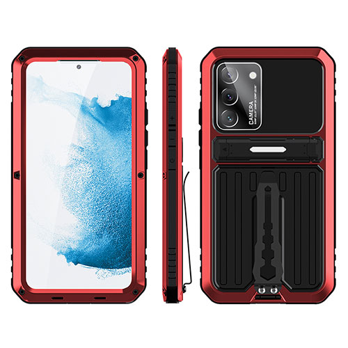 Silicone Matte Finish and Plastic Back Cover Case with Stand for Samsung Galaxy S21 Plus 5G Red