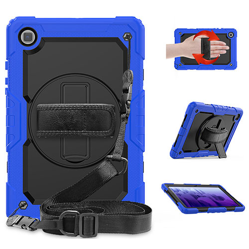 Silicone Matte Finish and Plastic Back Cover Case with Stand for Samsung Galaxy Tab A7 Wi-Fi 10.4 SM-T500 Blue