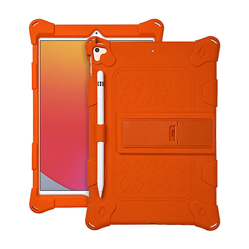 Silicone Matte Finish and Plastic Back Cover Case with Stand H01 for Apple iPad Pro 10.5 Orange