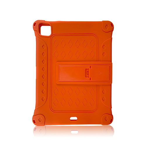 Silicone Matte Finish and Plastic Back Cover Case with Stand H01 for Apple iPad Pro 11 (2020) Orange