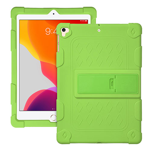 Silicone Matte Finish and Plastic Back Cover Case with Stand H01 for Apple iPad Pro 9.7 Green