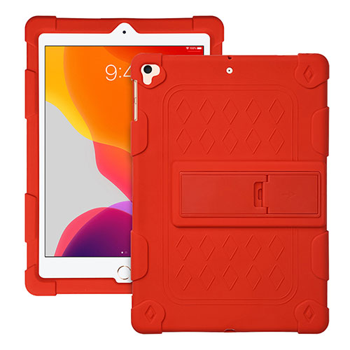Silicone Matte Finish and Plastic Back Cover Case with Stand H01 for Apple iPad Pro 9.7 Red