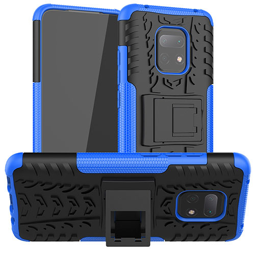 Silicone Matte Finish and Plastic Back Cover Case with Stand JX1 for Xiaomi Redmi 10X 5G Blue