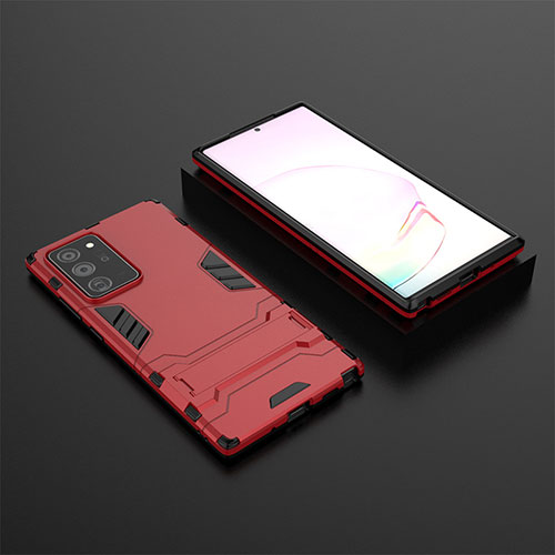 Silicone Matte Finish and Plastic Back Cover Case with Stand KC1 for Samsung Galaxy Note 20 Ultra 5G Red
