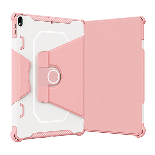 Silicone Matte Finish and Plastic Back Cover Case with Stand L05 for Apple iPad Air 3 Pink