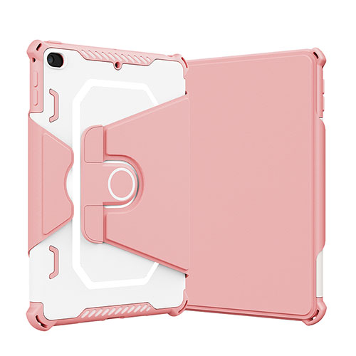 Silicone Matte Finish and Plastic Back Cover Case with Stand L05 for Apple iPad Mini 4 Pink