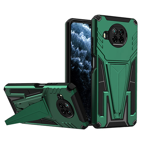Silicone Matte Finish and Plastic Back Cover Case with Stand MQ1 for Xiaomi Mi 10T Lite 5G Green