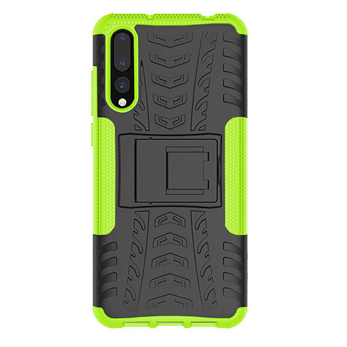 Silicone Matte Finish and Plastic Back Cover Case with Stand P02 for Huawei P20 Pro Green