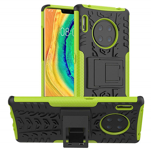 Silicone Matte Finish and Plastic Back Cover Case with Stand R01 for Huawei Mate 30 Pro Green