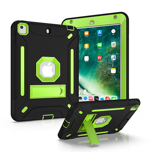 Silicone Matte Finish and Plastic Back Cover Case with Stand YJ1 for Apple iPad Mini 5 (2019) Green