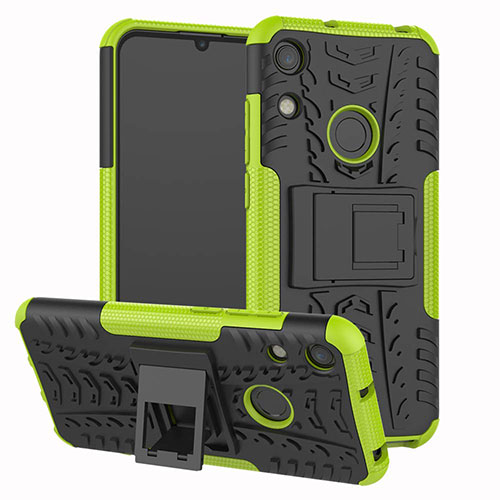 Silicone Matte Finish and Plastic Back Cover Case with Stand Z01 for Huawei Honor 8A Green