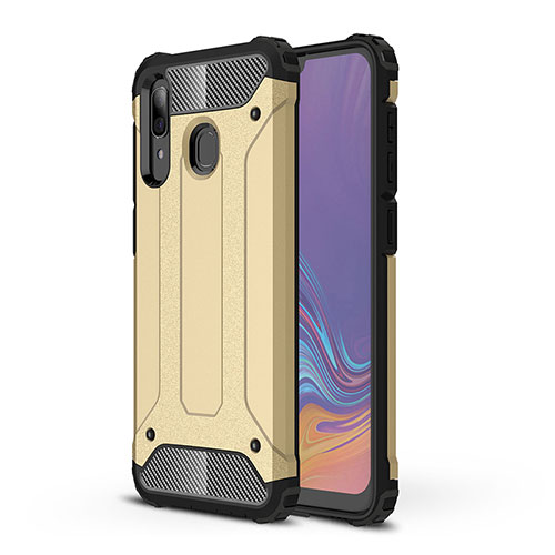 Silicone Matte Finish and Plastic Back Cover Case WL1 for Samsung Galaxy A30 Gold