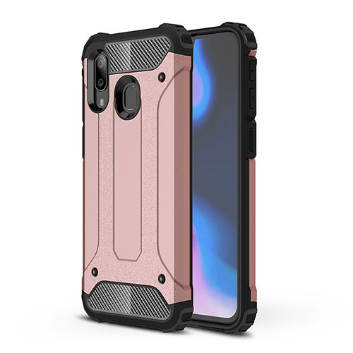 Silicone Matte Finish and Plastic Back Cover Case WL1 for Samsung Galaxy A40 Rose Gold