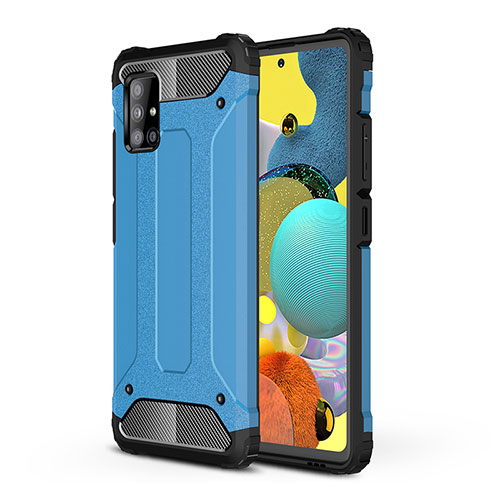 Silicone Matte Finish and Plastic Back Cover Case WL1 for Samsung Galaxy A51 5G Blue