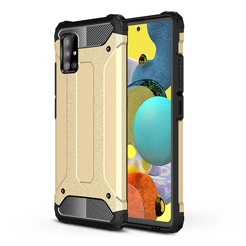 Silicone Matte Finish and Plastic Back Cover Case WL1 for Samsung Galaxy A51 5G Gold