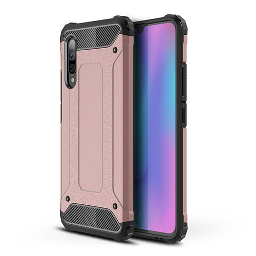 Silicone Matte Finish and Plastic Back Cover Case WL1 for Samsung Galaxy A90 5G Rose Gold