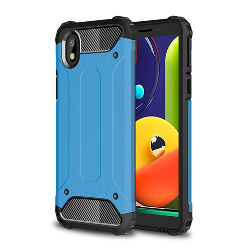 Silicone Matte Finish and Plastic Back Cover Case WL1 for Samsung Galaxy M01 Core Blue