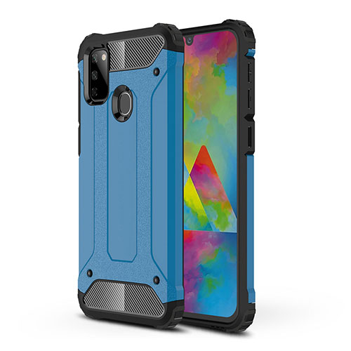 Silicone Matte Finish and Plastic Back Cover Case WL1 for Samsung Galaxy M21 Blue