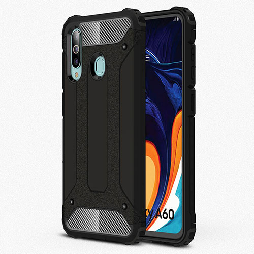 Silicone Matte Finish and Plastic Back Cover Case WL1 for Samsung Galaxy M40 Black