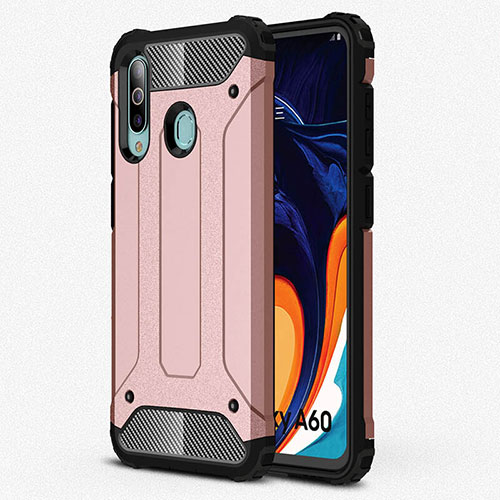 Silicone Matte Finish and Plastic Back Cover Case WL1 for Samsung Galaxy M40 Rose Gold