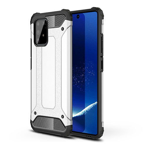 Silicone Matte Finish and Plastic Back Cover Case WL1 for Samsung Galaxy M80S Silver