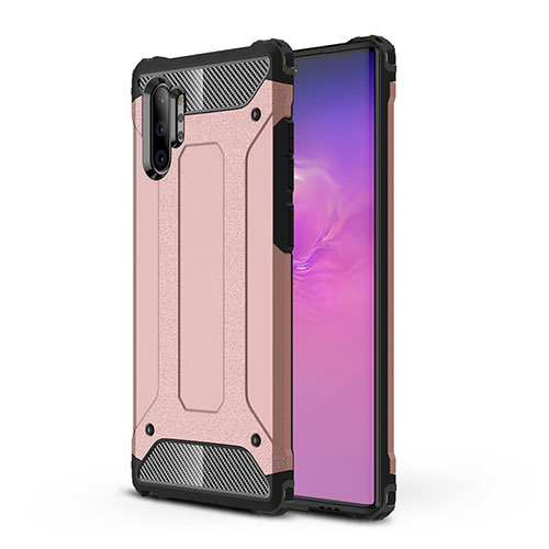 Silicone Matte Finish and Plastic Back Cover Case WL1 for Samsung Galaxy Note 10 Plus 5G Rose Gold