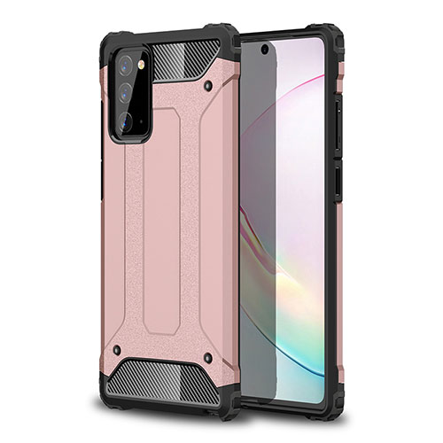 Silicone Matte Finish and Plastic Back Cover Case WL1 for Samsung Galaxy Note 20 5G Rose Gold