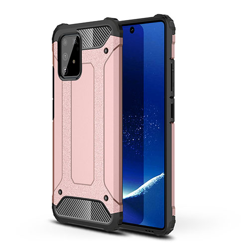 Silicone Matte Finish and Plastic Back Cover Case WL1 for Samsung Galaxy S10 Lite Rose Gold