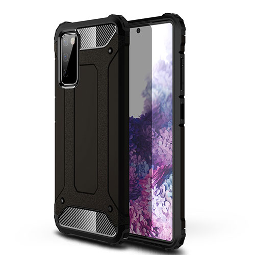 Silicone Matte Finish and Plastic Back Cover Case WL1 for Samsung Galaxy S20 Lite 5G Black