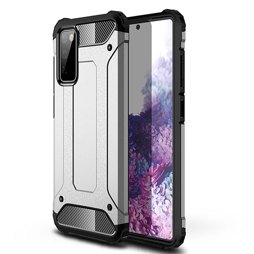 Silicone Matte Finish and Plastic Back Cover Case WL1 for Samsung Galaxy S20 Lite 5G Silver