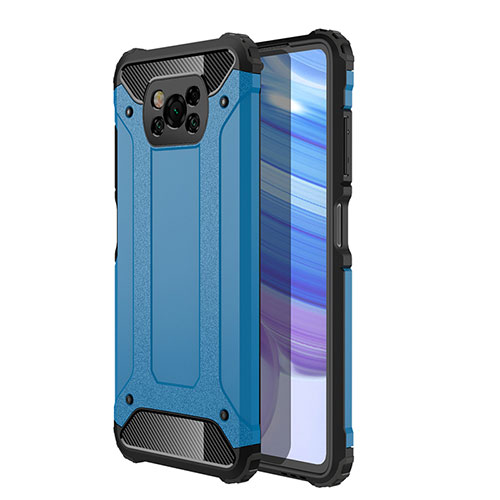 Silicone Matte Finish and Plastic Back Cover Case WL1 for Xiaomi Poco X3 NFC Blue