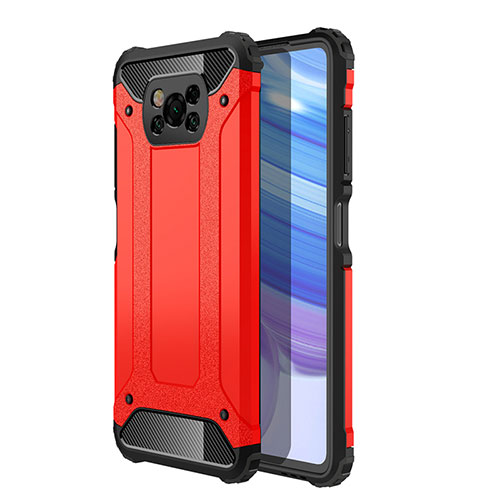Silicone Matte Finish and Plastic Back Cover Case WL1 for Xiaomi Poco X3 NFC Red