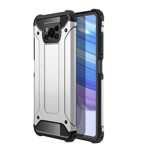 Silicone Matte Finish and Plastic Back Cover Case WL1 for Xiaomi Poco X3 Pro Silver
