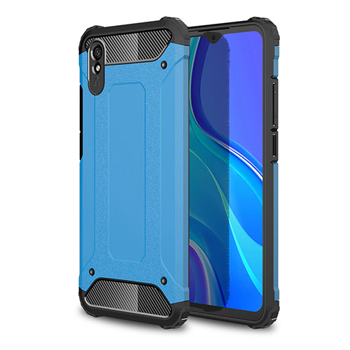 Silicone Matte Finish and Plastic Back Cover Case WL1 for Xiaomi Redmi 9AT Blue