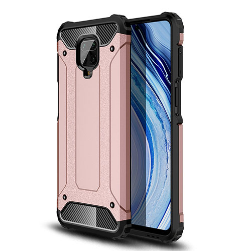 Silicone Matte Finish and Plastic Back Cover Case WL1 for Xiaomi Redmi Note 9 Pro Max Rose Gold