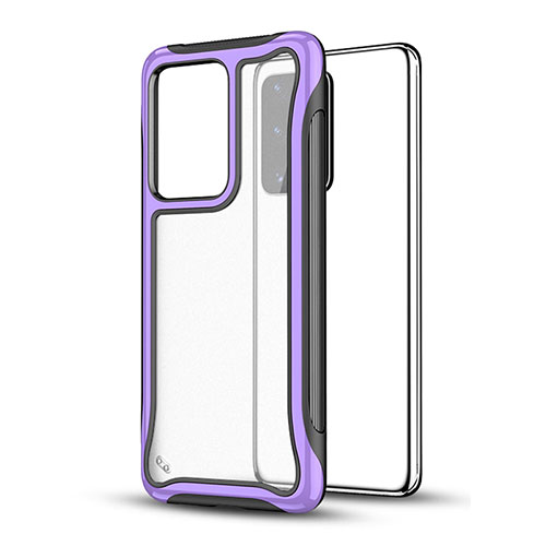 Silicone Matte Finish and Plastic Back Cover Case YF1 for Samsung Galaxy S20 Plus 5G Purple