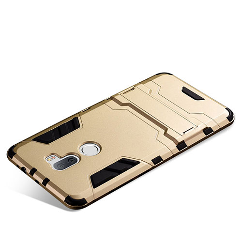 Silicone Matte Finish and Plastic Back Cover with Stand for Xiaomi Mi 5S Plus Gold