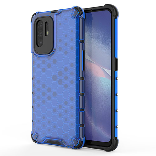 Silicone Transparent Frame Case Cover 360 Degrees AM1 for Oppo Reno5 Z 5G Blue