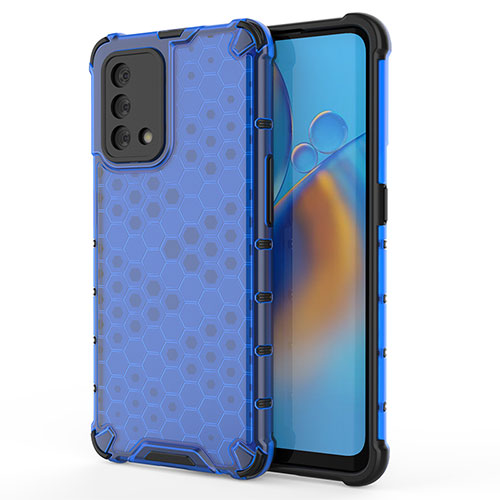 Silicone Transparent Frame Case Cover 360 Degrees AM1 for Oppo Reno6 Lite Blue