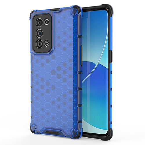 Silicone Transparent Frame Case Cover 360 Degrees AM1 for Oppo Reno6 Pro 5G Blue