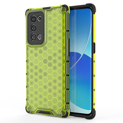 Silicone Transparent Frame Case Cover 360 Degrees AM1 for Oppo Reno6 Pro+ Plus 5G Green