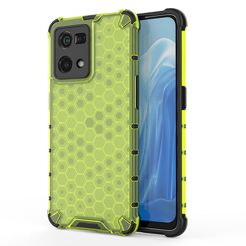 Silicone Transparent Frame Case Cover 360 Degrees AM1 for Oppo Reno7 4G Green