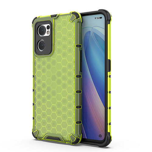 Silicone Transparent Frame Case Cover 360 Degrees AM1 for Oppo Reno7 5G Green