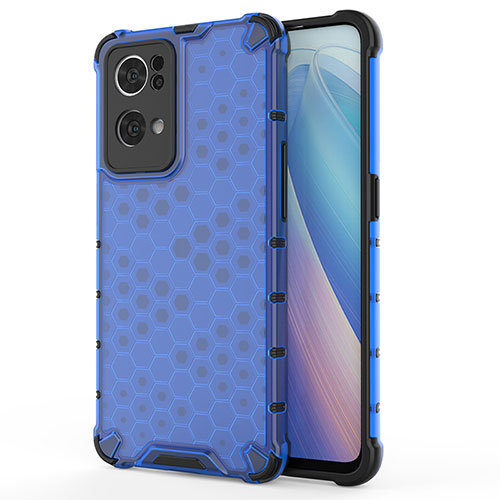 Silicone Transparent Frame Case Cover 360 Degrees AM1 for Oppo Reno7 Pro 5G Blue