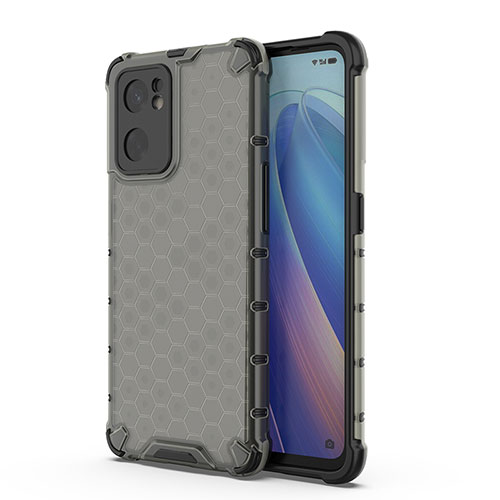 Silicone Transparent Frame Case Cover 360 Degrees AM1 for Oppo Reno7 SE 5G Black