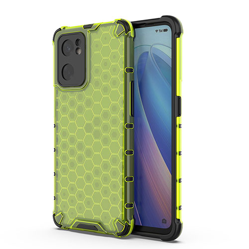 Silicone Transparent Frame Case Cover 360 Degrees AM1 for Oppo Reno7 SE 5G Green