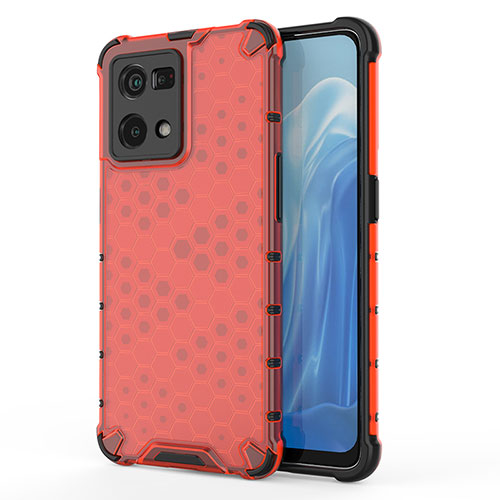 Silicone Transparent Frame Case Cover 360 Degrees AM1 for Oppo Reno8 4G Red