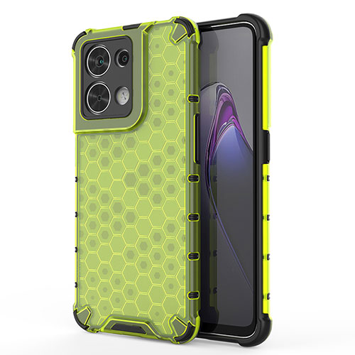 Silicone Transparent Frame Case Cover 360 Degrees AM1 for Oppo Reno9 Pro 5G Green