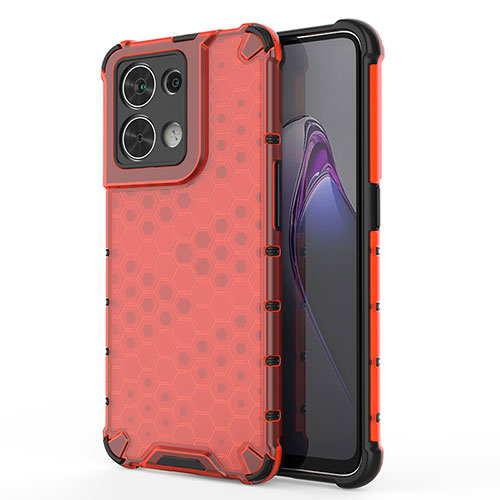 Silicone Transparent Frame Case Cover 360 Degrees AM1 for Oppo Reno9 Pro 5G Red